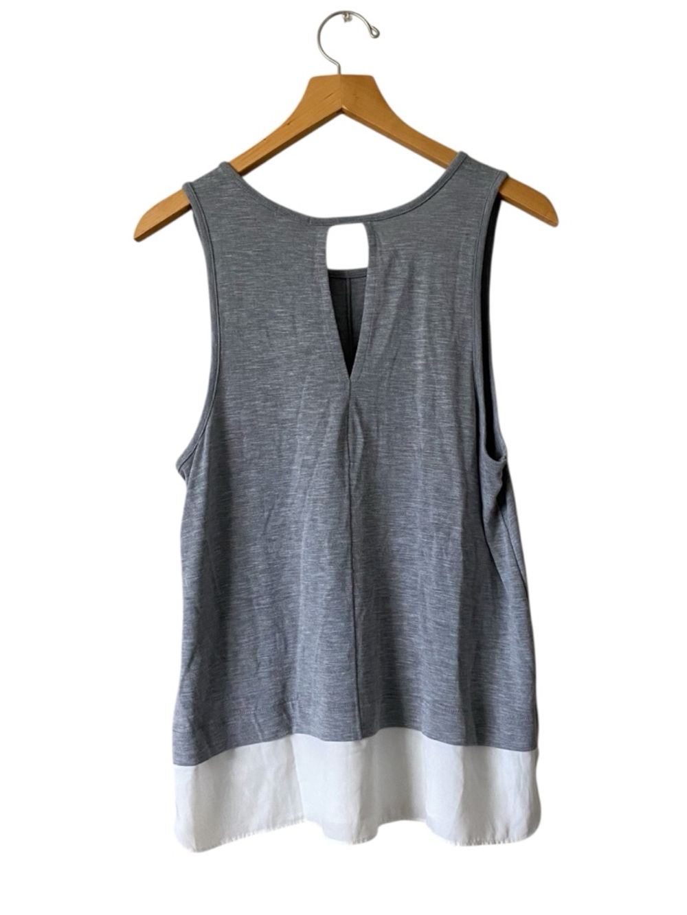 J. Crew Tank Top Blouse Size XL Womens Gray Sleeveless Preppy Lagenlook Keyhole - Picture 6 of 8